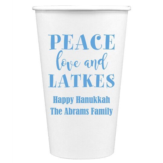 Peace Love And Latkes Paper Coffee Cups
